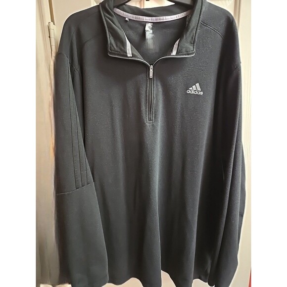 Adidas Sweater Mens 3XLT PrimeGreen Black Quarter Zip Pullover Sweatshirt - Picture 1 of 6